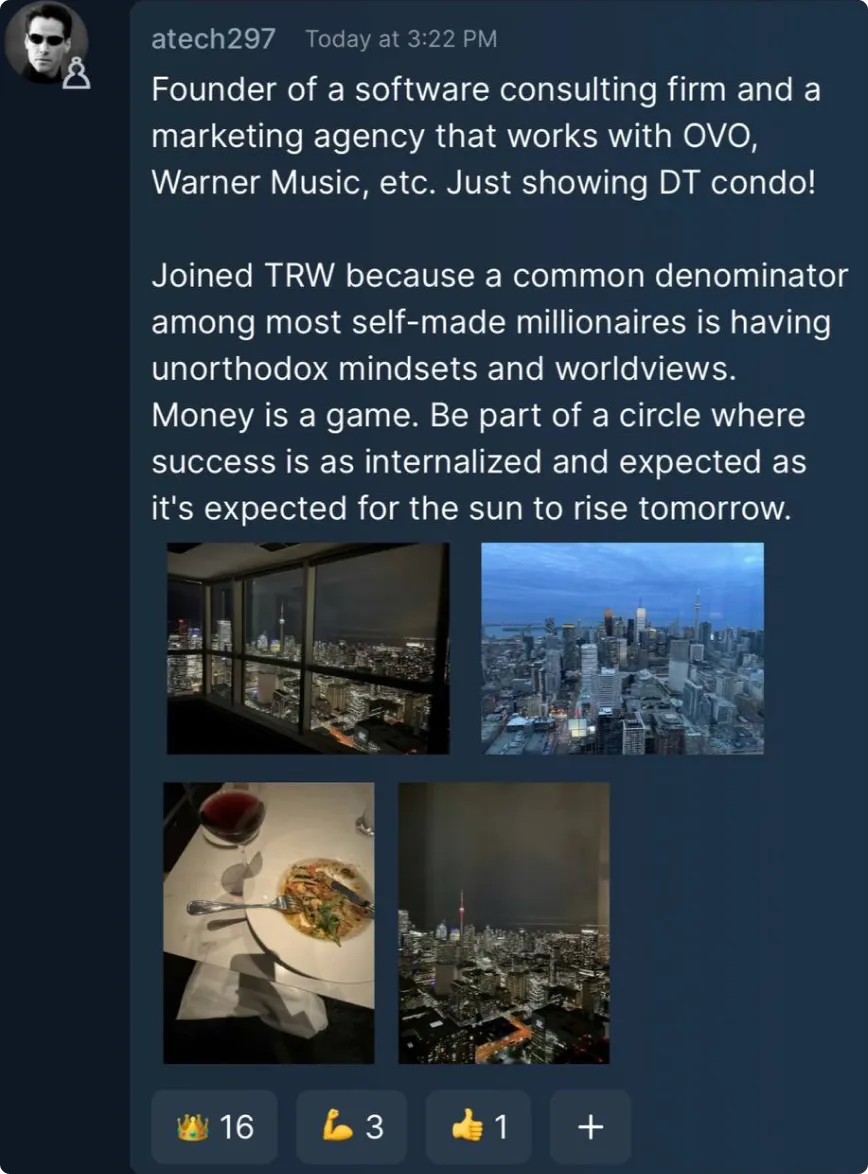 A Hustlers University member posting a real income result