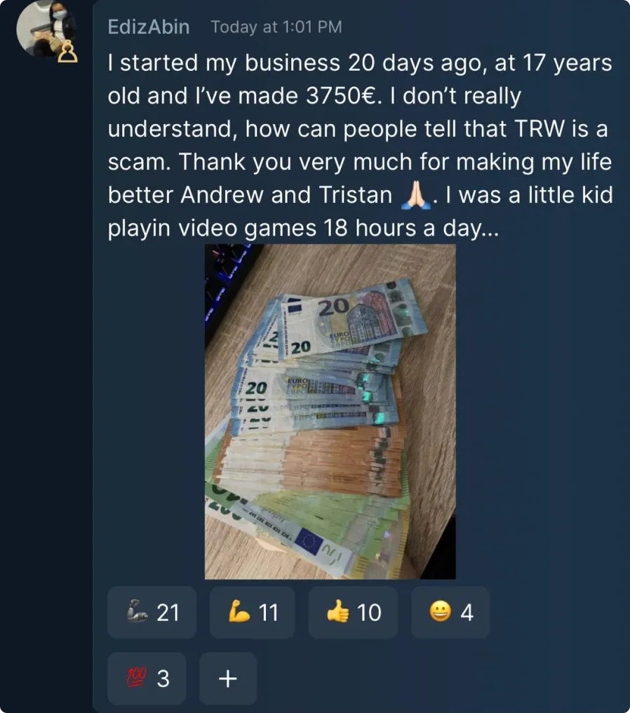 A Hustlers University member income result